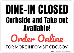 Dine-In Closed Curbside And Take Out Available - Red Landscape - Wall Sign