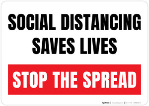 Social Distancing Saves Lives Stop The Spread Landscape - Wall Sign