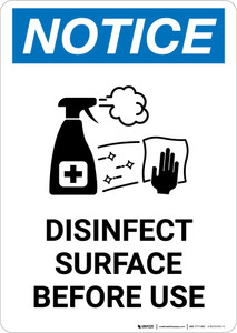 Notice: Disinfect Surface Before Use with Icon Portrait - Wall Sign