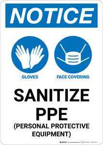 Notice: Sanitize PPE with Icons Portrait - Wall Sign