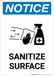Notice: Sanitize Surface with Icon Portrait - Wall Sign