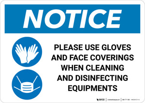 Notice: Use Gloves And Face Coverings When Disinfecting with Icons Landscape - Wall Sign