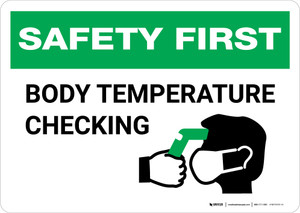 Safety First: Body Temperature Checking with Icon Landscape - Wall Sign