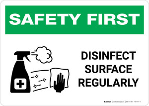 Safety First: Disinfect Surface Regularly with Icon Landscape - Wall Sign