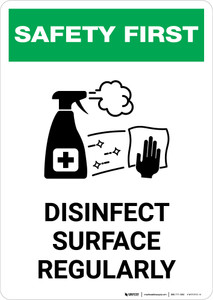 Safety First: Disinfect Surface Regularly with Icon Portrait - Wall Sign