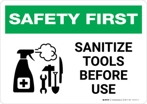 Safety First: Sanitize Tools Before Use with Icon Landscape - Wall Sign