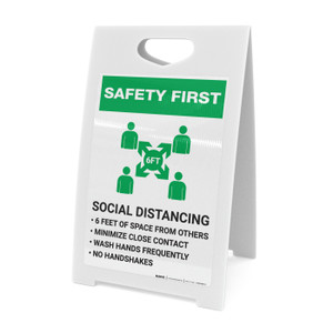Safety First: Social Distancing 6ft of Space from Others with Icon Portrait - A-Frame Sign