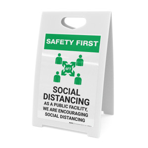 Safety First: Social Distancing Measures Portrait - A-Frame Sign