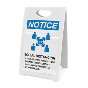Notice: Social Distancing 6ft of Space from Others with Icon Portrait - A-Frame Sign Notice: Social Distancing 6ft of Space from Others with Icon Portrait - A-Frame Sign