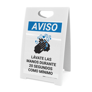 Notice: Reminder To Wash Hands Spanish with Icon Portrait - A-Frame Sign