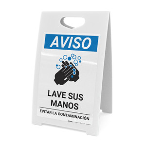 Notice: Wash Your Hands Avoid Contamination Spanish With Icon Portrait - A-Frame Sign