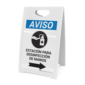 Notice: Hand Sanitizing Station Right Spanish with Icon Portrait - A-Frame Sign
