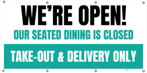 We're Open Take Out And Delivery Only Portrait - Banner