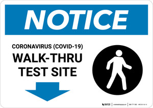 Notice: Coronavirus Walk-Thru Test Site Down with Icon Landscape - Wall Sign