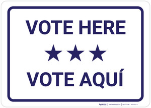 Vote Here Bilingual Spanish with Stars Landscape - Wall Sign