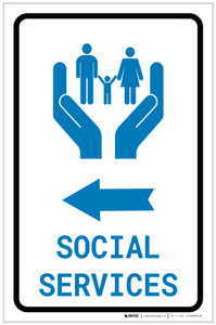 Social Services Left Arrow with Icon Portrait - Label