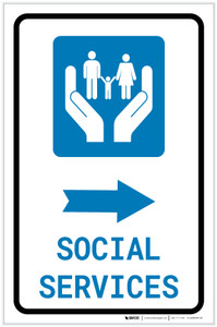 Social Services Right Arrow with Icon Portrait v2 - Label