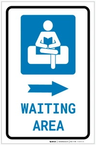 Waiting Area Right Arrow with Icon Portrait v2 - Label