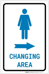 Womens Changing Area Right Arrow with Icon Portrait - Label