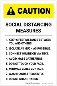Caution: Social Distancing Wait Here Until Called with Icon Landscape - Label