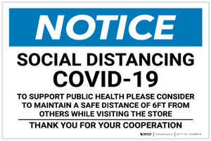 Notice: Social Distancing COVID-19 To Support Public Health Maintain Safe Distance Landscape - Label