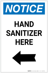 Notice: Hand Sanitizer Here Left Arrow Portrait - Label
