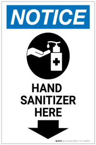 Notice: Hand Sanitizer Here Down Arrow with Icon Portrait - Label