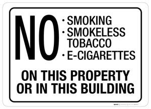 No Smoking On This Property/In This Building - Wall Sign