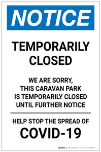 Notice: Temporarily Closed - Caravan Park Closed Until Further Notice Portrait - Label