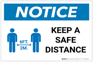 Notice: Keep Distance Maintain 6ft with Icon Landscape - Label