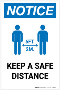 Notice: Keep Distance Maintain 6ft with Icon Portrait - Label