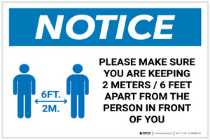 Notice: Make Sure You Are Keeping 6ft Apart with Icon Landscape - Label