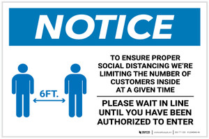 Notice: Social Distancing as a Public Facility with Icon Landscape - Label