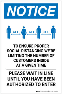 Notice: Social Distancing as a Public Facility with Icon Portrait - Label