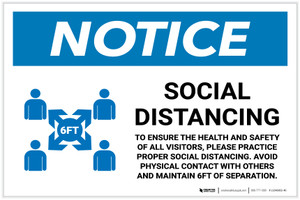 Notice: Social Distancing to Ensure Health with Icon Portrait - Label