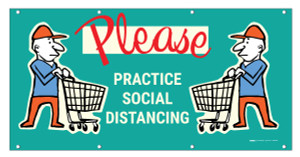 Please Practice Social Distancing with Emoji Shopper - Banner