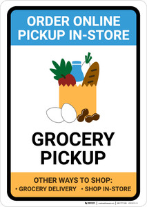 Grocery Pickup Order Online Pickup In-Store with Icon Portrait - Wall Sign