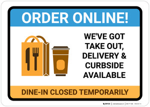 Order Online Takeout Delivery and Curbside Available with Icon Landscape - Wall Sign