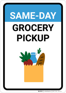Same Day Grocery Pickup with Icon Portrait - Wall Sign