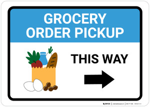 Grocery Order Pickup Right Arrow with Icon Landscape - Wall Sign