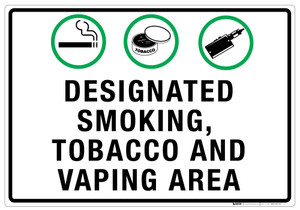 Designated Smoking/Tobacco/Vaping Area - Wall Sign Designated Smoking/Tobacco/Vaping Area - Wall Sign