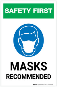 Safety First: Masks Recommended with Icon Portrait - Label