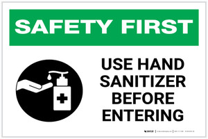 Safety First: Use Hand Sanitizer Before Entering with Icon Landscape - Label