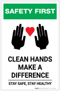 Safety First: Clean Hands Make A Difference with Icons Portrait - Label