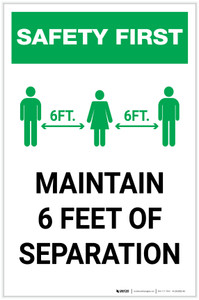 Safety First: Maintain 6 Feet of Separation with Icon Portrait - Label