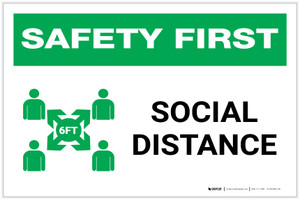 Safety First: Social Distance with Icon Landscape - Label