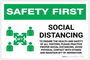 Safety First: Social Distancing to Ensure Health with Icon Landscape - Label