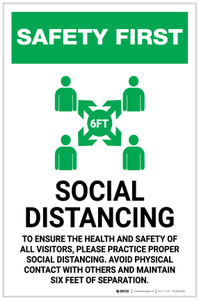 Safety First: Social Distancing to Ensure Health with Icon Portrait - Label