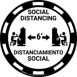 Social Distancing - Bilingual Spanish - Casino Black - Floor Sign