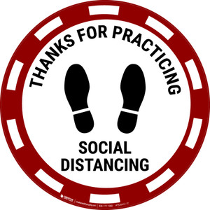 Thanks for Practicing Social Distancing - Casino Red - Floor Sign Thanks for Practicing Social Distancing - Casino Red - Floor Sign